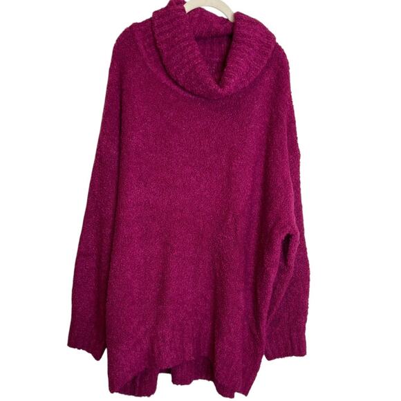 Gap Womens Cowl Neck Sweater XL Magenta Boucle Knit Merino Wool Blend Pullover - Picture 1 of 7